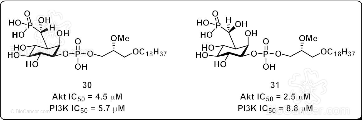 Estructura química de los miméticos 30 y 31